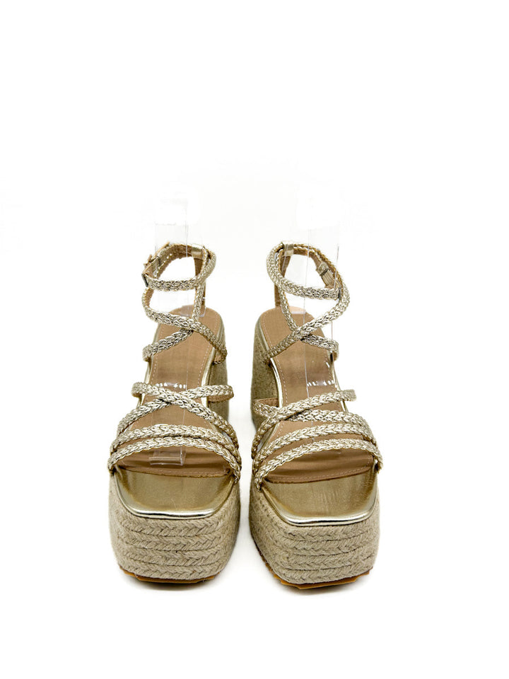 Sandalias de cuña con plataforma  tiras trenzado