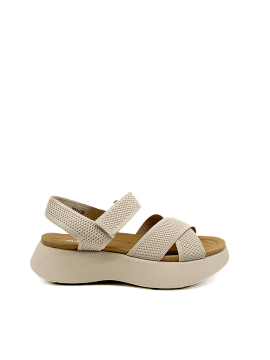 Sandalias Plataforma con Velcro Para Mujer Beige