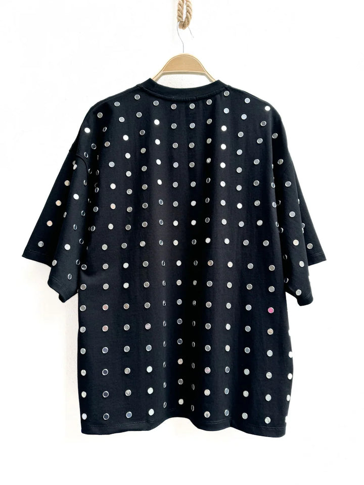 Camiseta Oversize con Apliques Metálicos