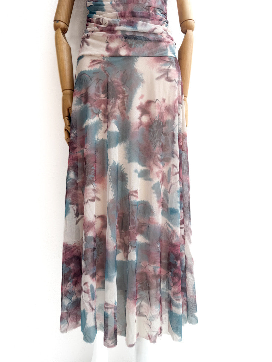 Vestido Largo Estampado Acuarela – Elegancia Atemporal