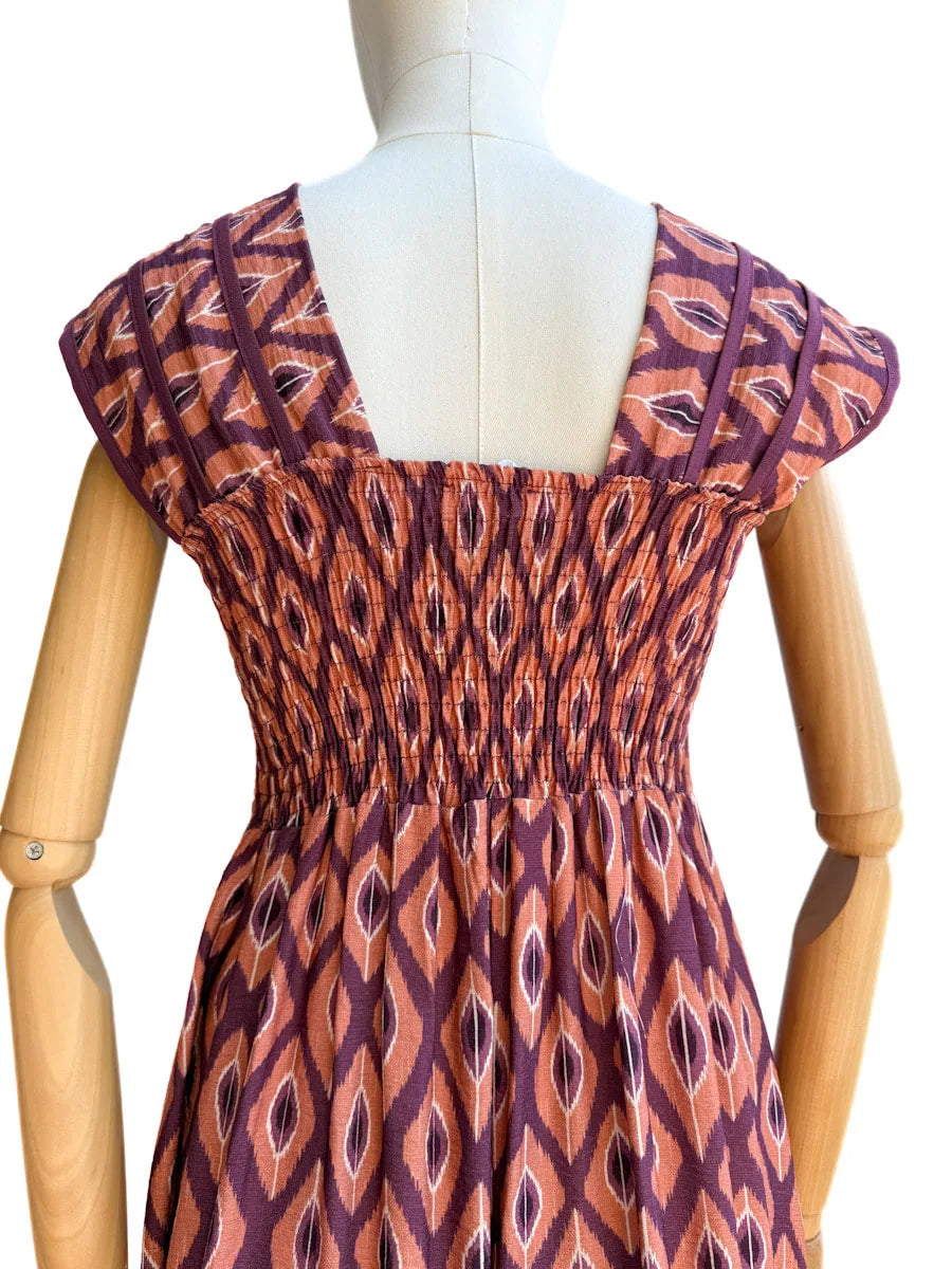 Vestido Largo de Algodón con Estampado Étnico