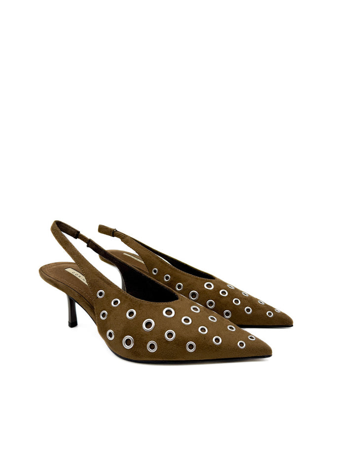 Zapatos de Tacón Destalonado con Ojales Metálicos Corina M5775