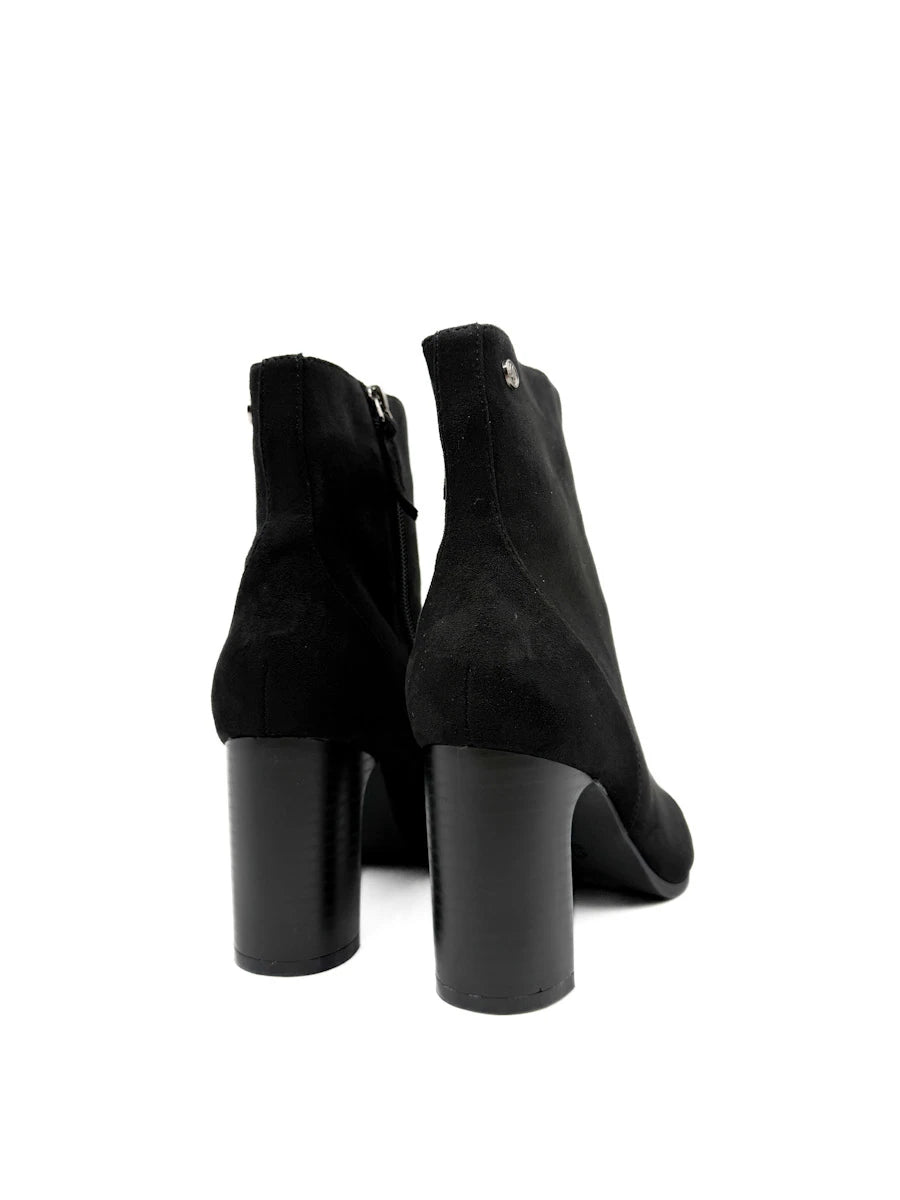 Botines de Antelina con Tacón Ancho y Punta Afilada