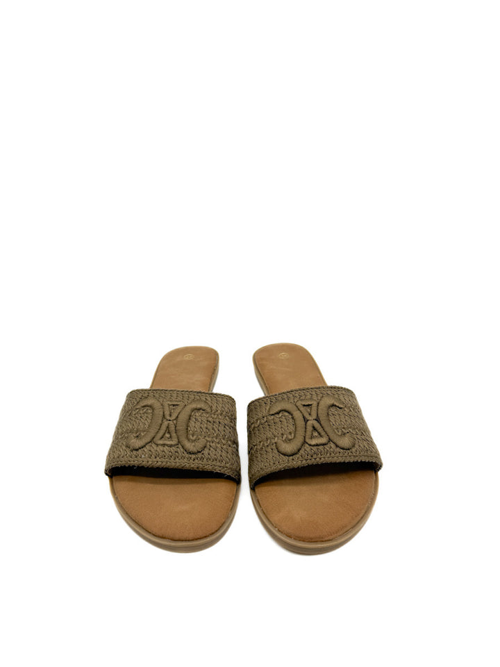 Sandalias de Pala  con Textura Trenzada Bordado