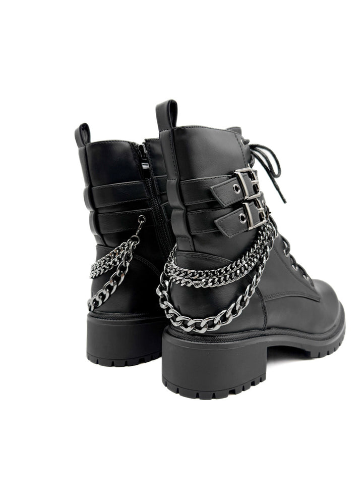 Botas Militares Negras con Cadenas