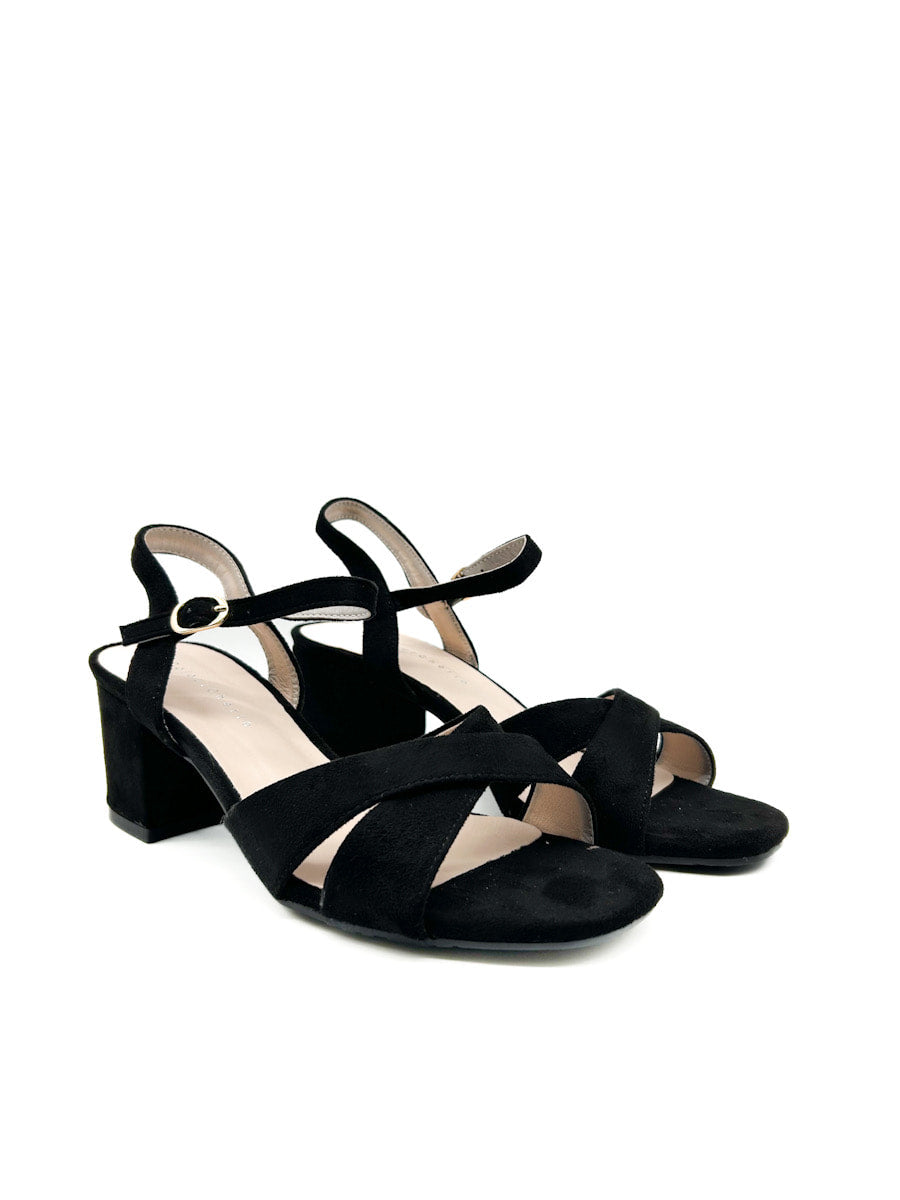 Sandalias de tacón medio con tiras cruzadas para mujer