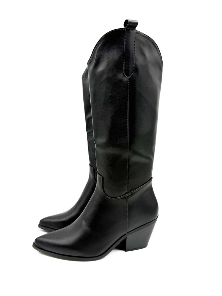 Botas Cowboy Negras de Cuero Sintético Estilo Clásico