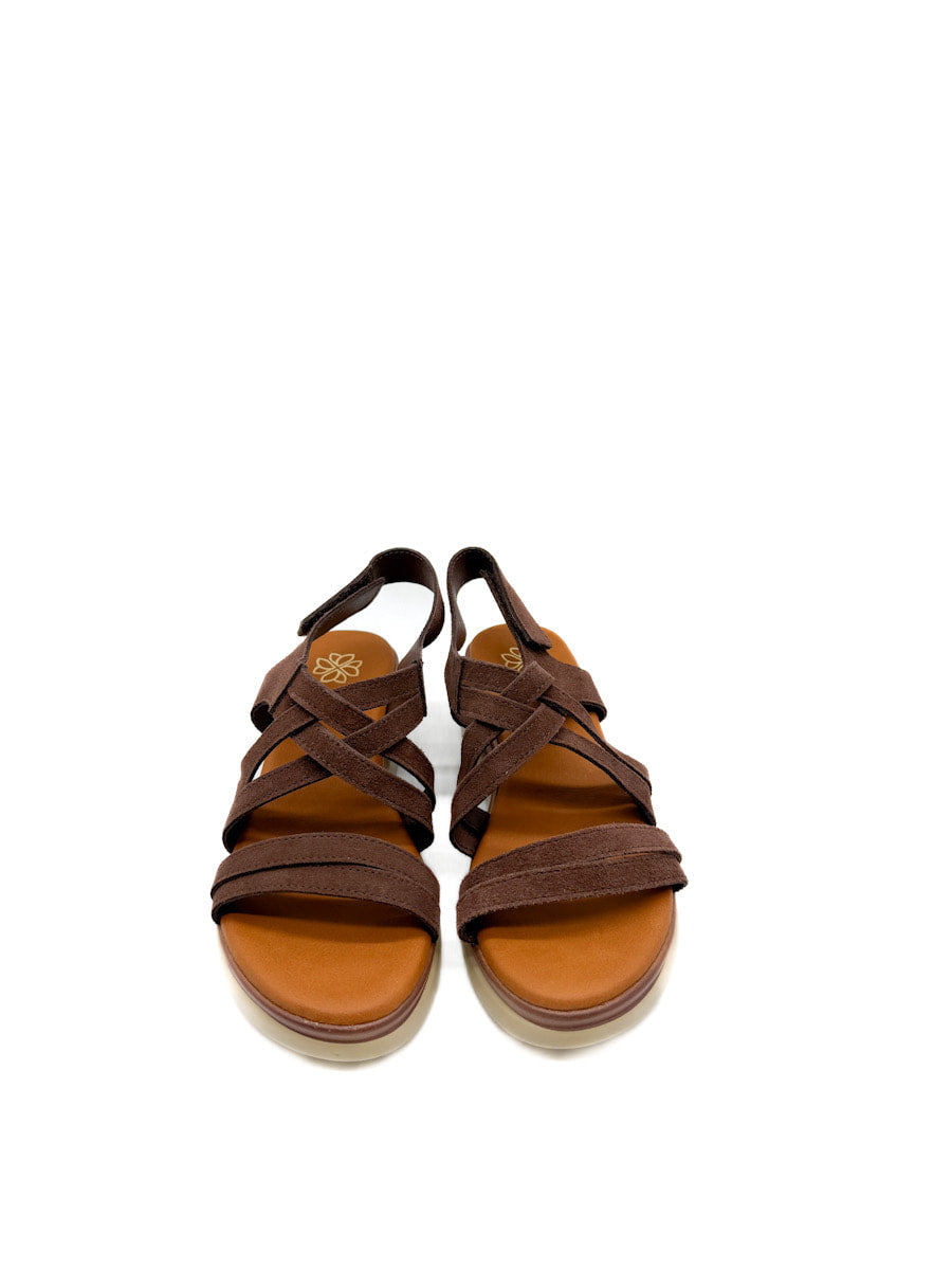 Sandalias Cuña de Piel Cierre Con Velcro