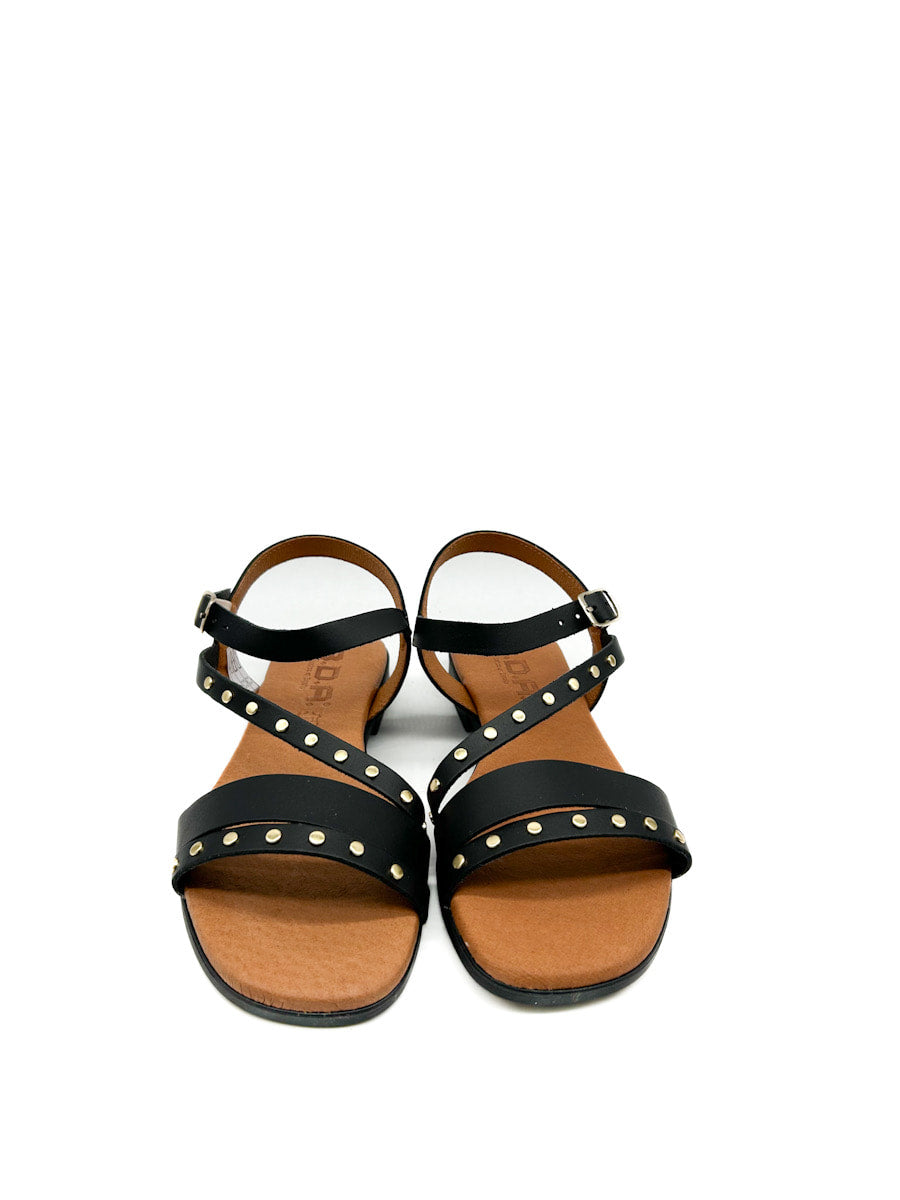 Sandalias de Piel con Tachuelas y Correa Ajustable
