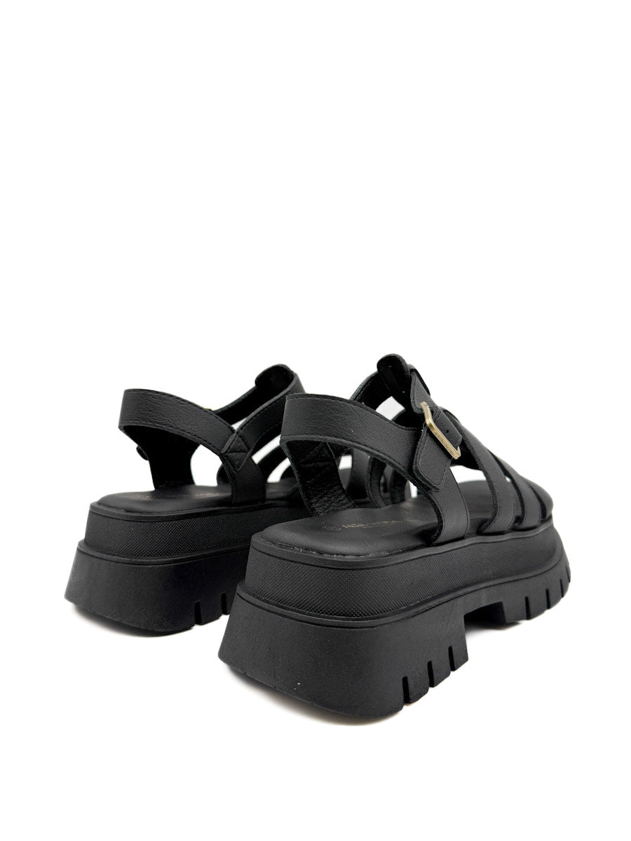 Sandalia Negra Estilo Romanas con Plataforma