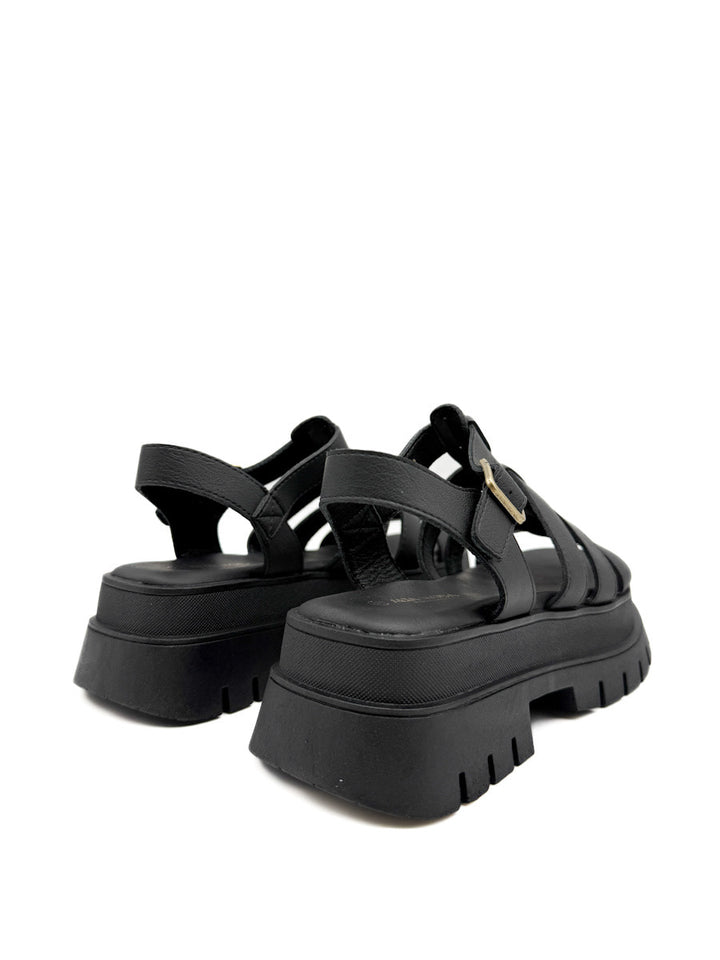 Sandalia Negra Estilo Romanas con Plataforma