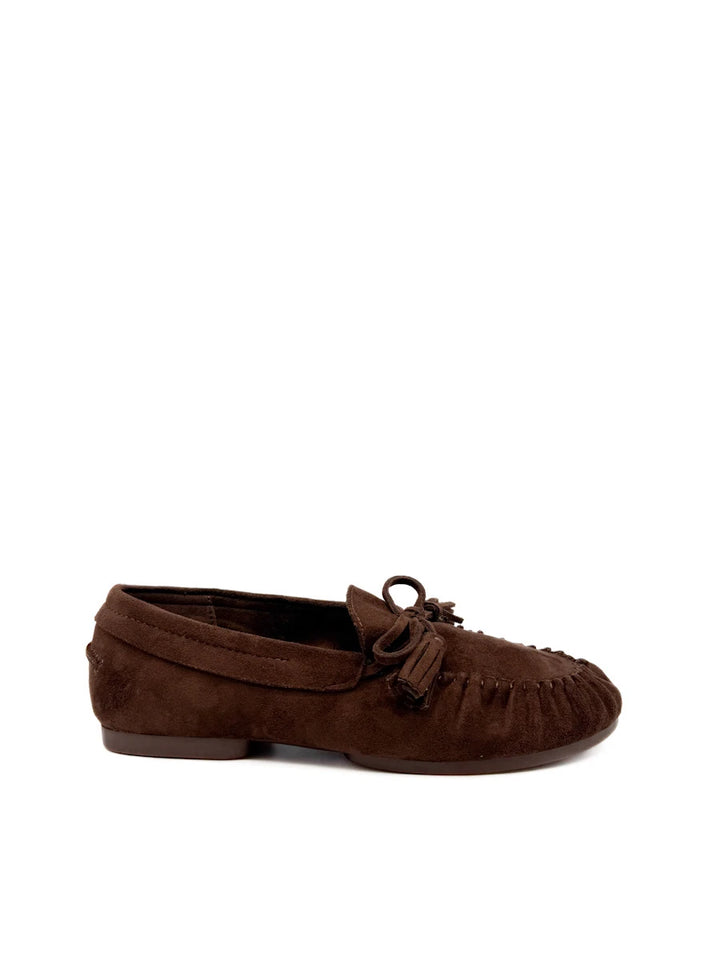 Mocasines Planos de Ante con Borlas y Lazo