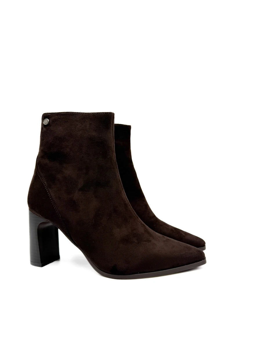 Botines de Antelina con Tacón Ancho y Punta Afilada