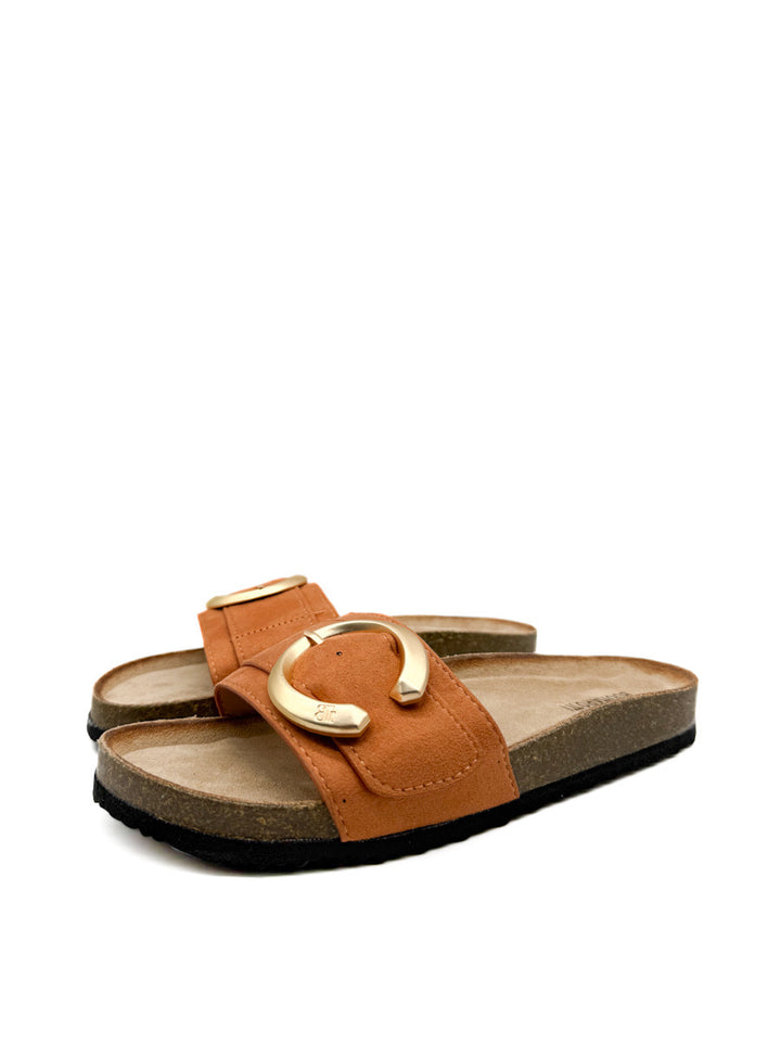Sandalias Planas Elegantes con Hebilla Dorada