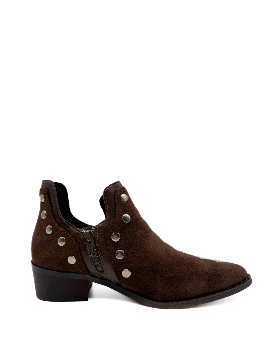 Botines cowboy con tachuelas y cremallera lateral