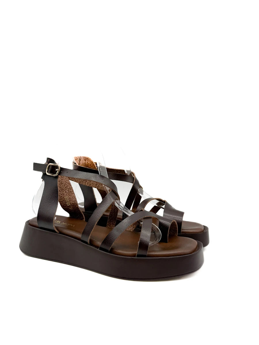 Sandalias de Plataforma con Tiras Entrelazadas y Hebilla