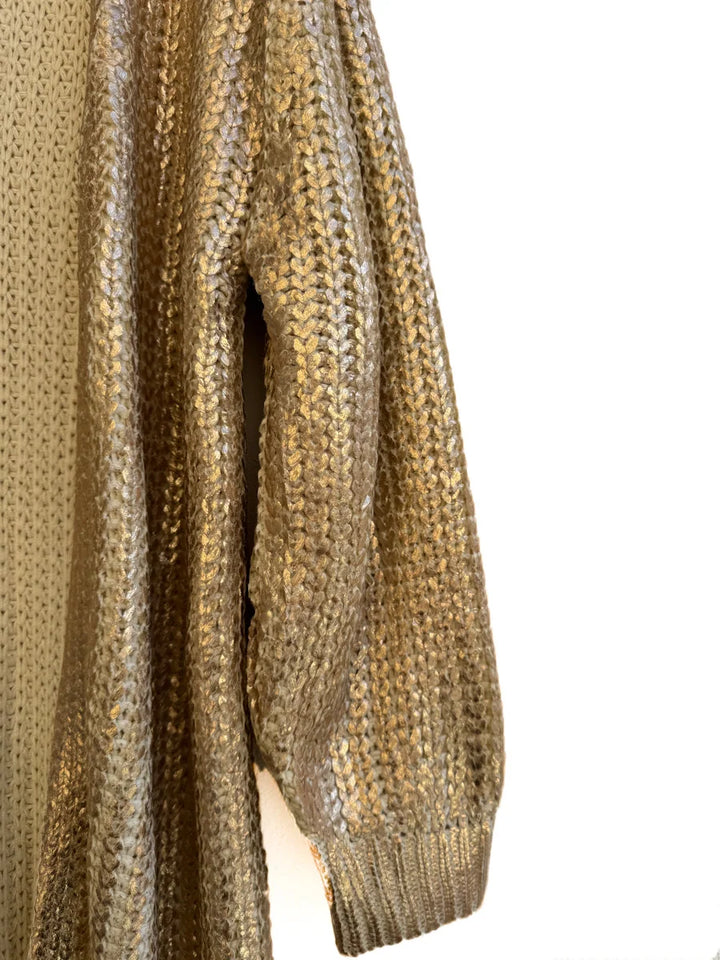 Cardigan largo de punto con acabado metálico