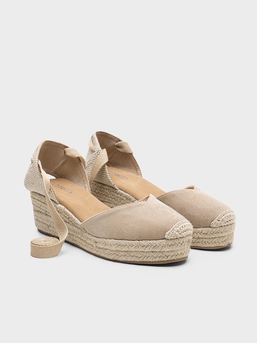 Alpargatas de Cuña Estilo Valencianas con Cierre de Cintas al Tobillo- Colección Verano