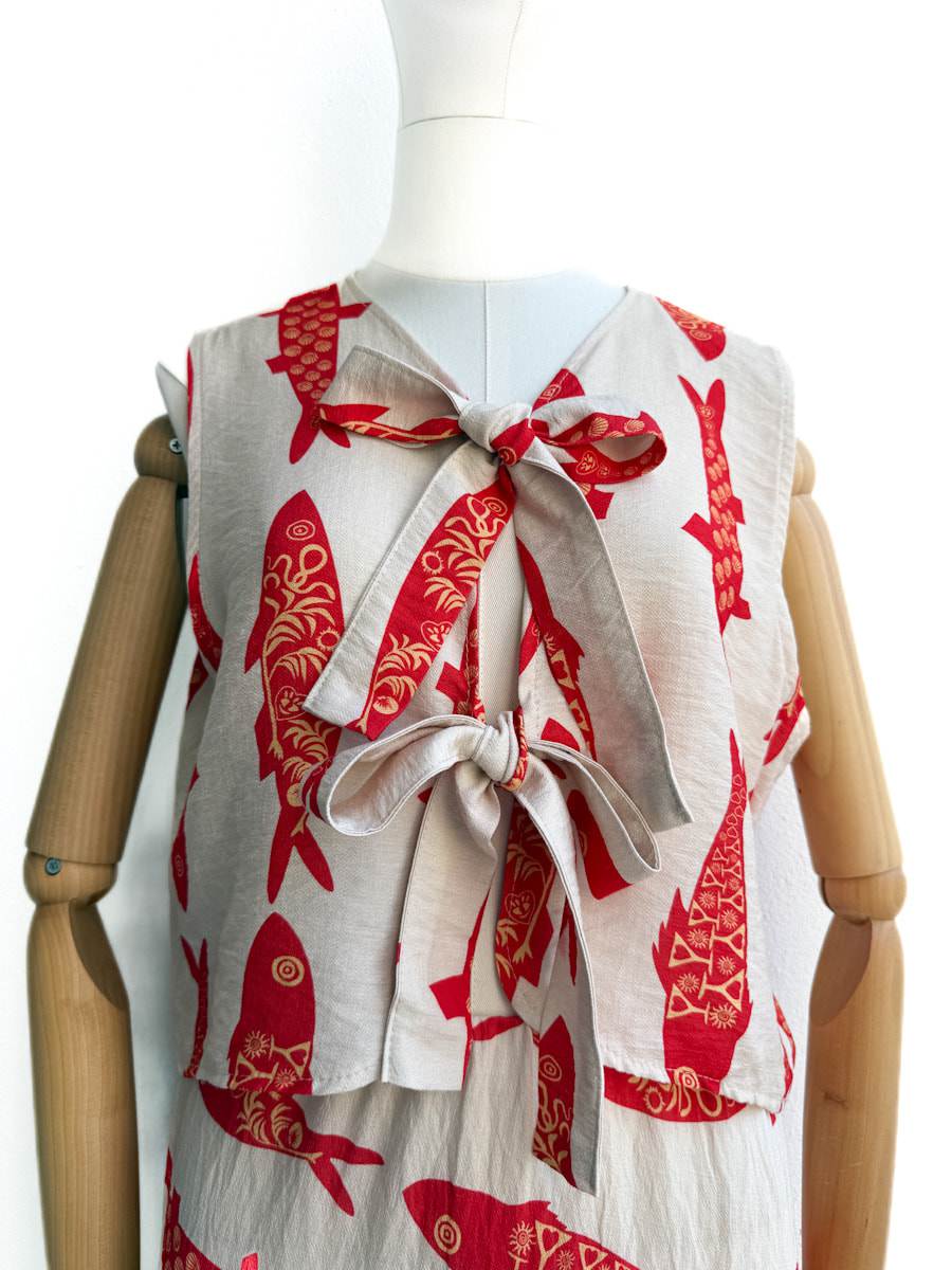 Conjunto peces beige y Rojo