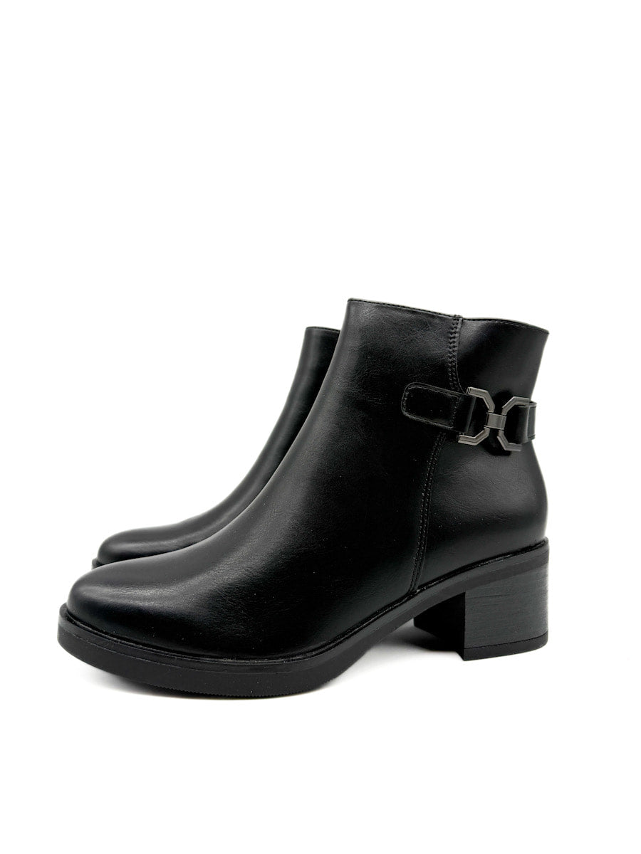 Botines con Tacón Grueso y Hebilla Decorativa