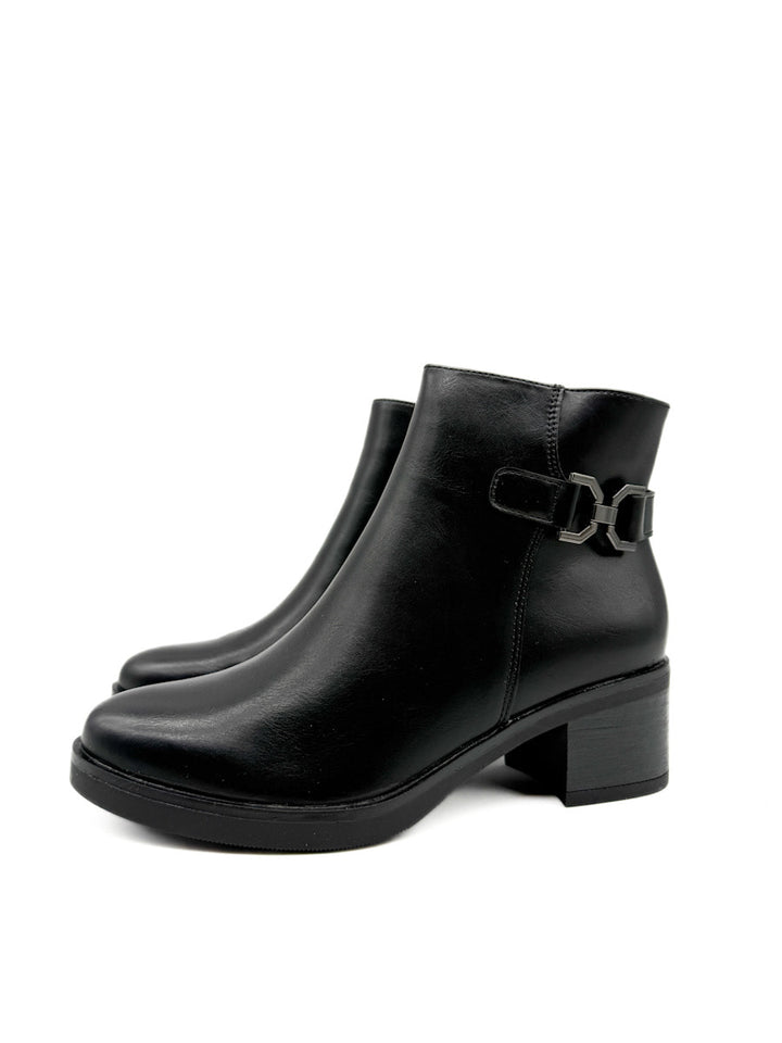 Botines con Tacón Grueso y Hebilla Decorativa