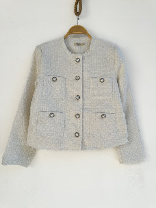 Chaqueta Corta de Tweed CA5078 Blanco