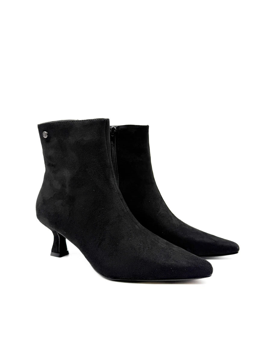 Botines de Antelina con Tacón Cónico y Punta Fina