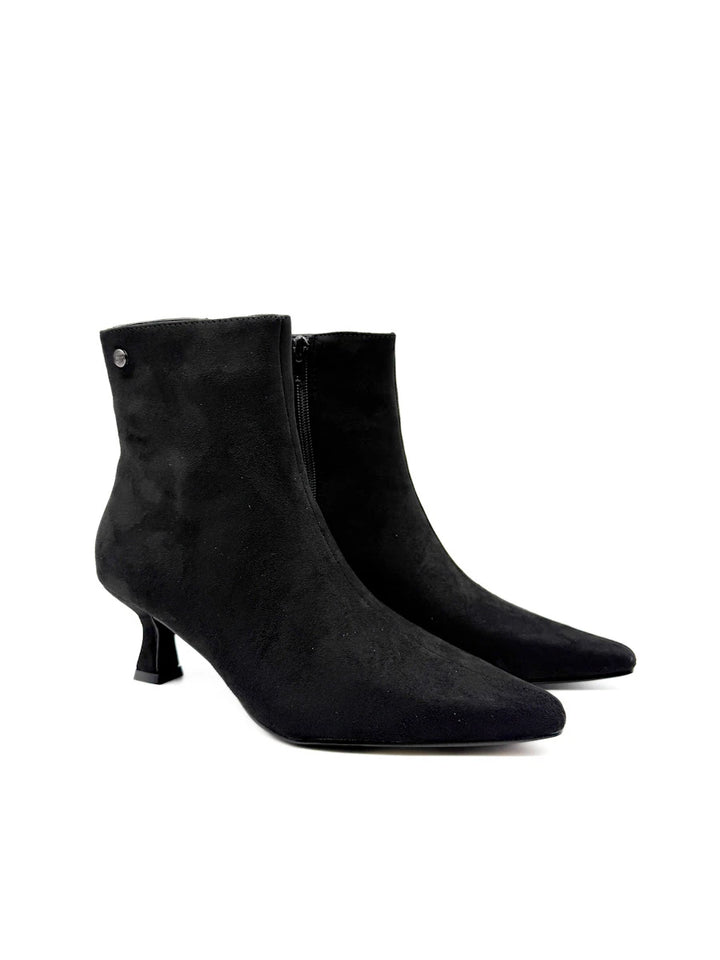 Botines de Antelina con Tacón Cónico y Punta Fina