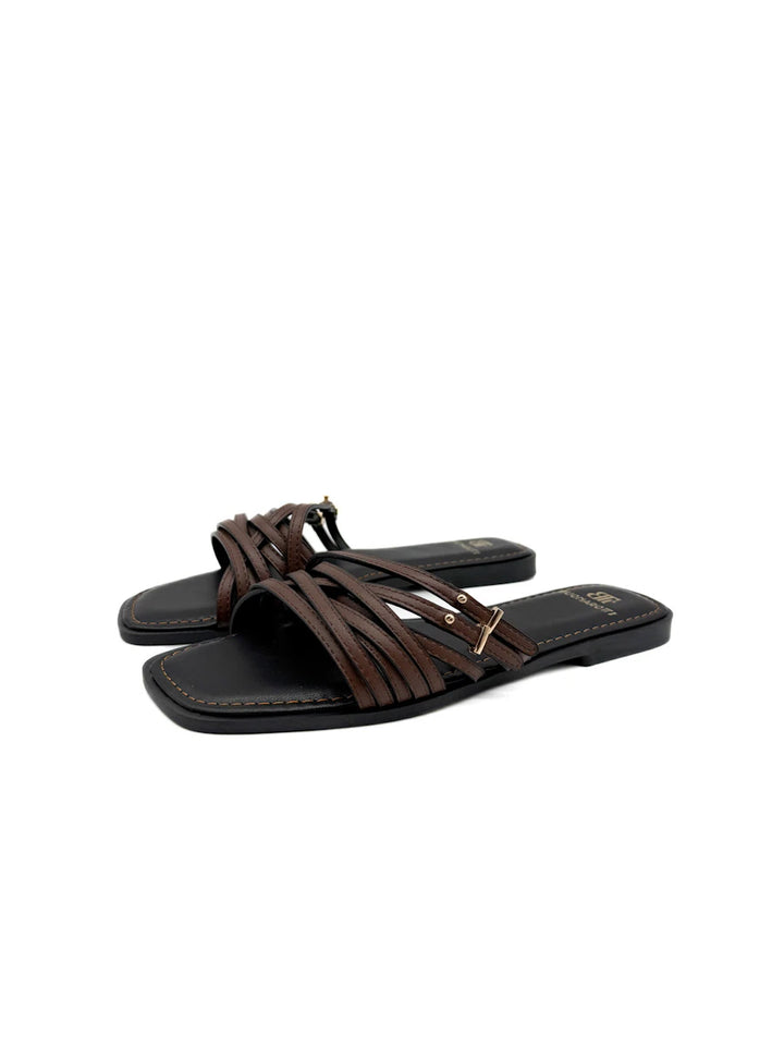Sandalias Tipo Pala Multi-tiras con Punta Cuadrada Buonarotti