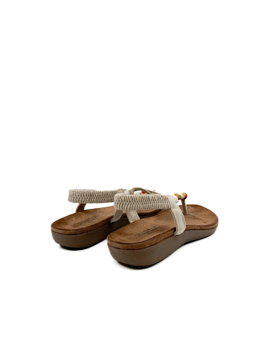 Sandalias Planas Estilo Boho con Cuentas y Tira Elástica - Mujer