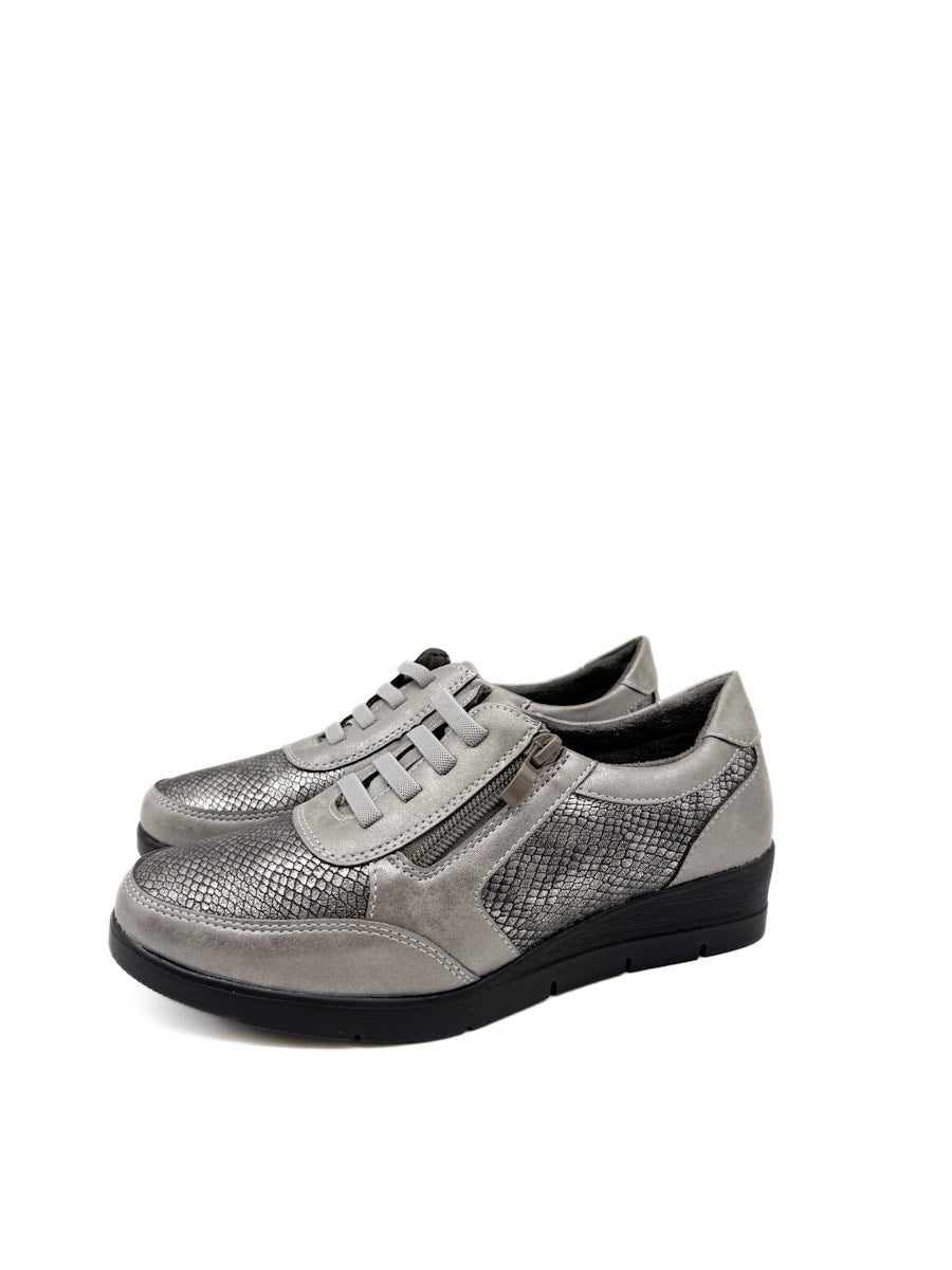 Zapatillas Casuales con Detalles en Textura de Serpiente y Cremallera Lateral
