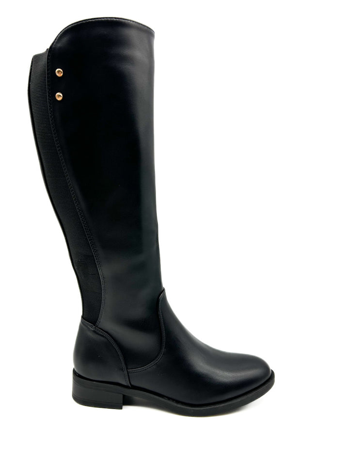 Bota Alta Plana Color Negra de Mujer H0208