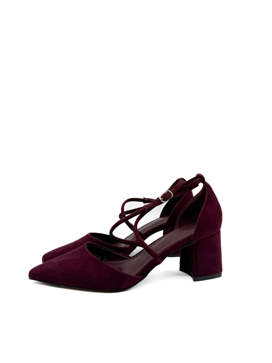 Zapatos de Salón con Tacón Ancho, Punta Afilada y Tiras Cruzadas