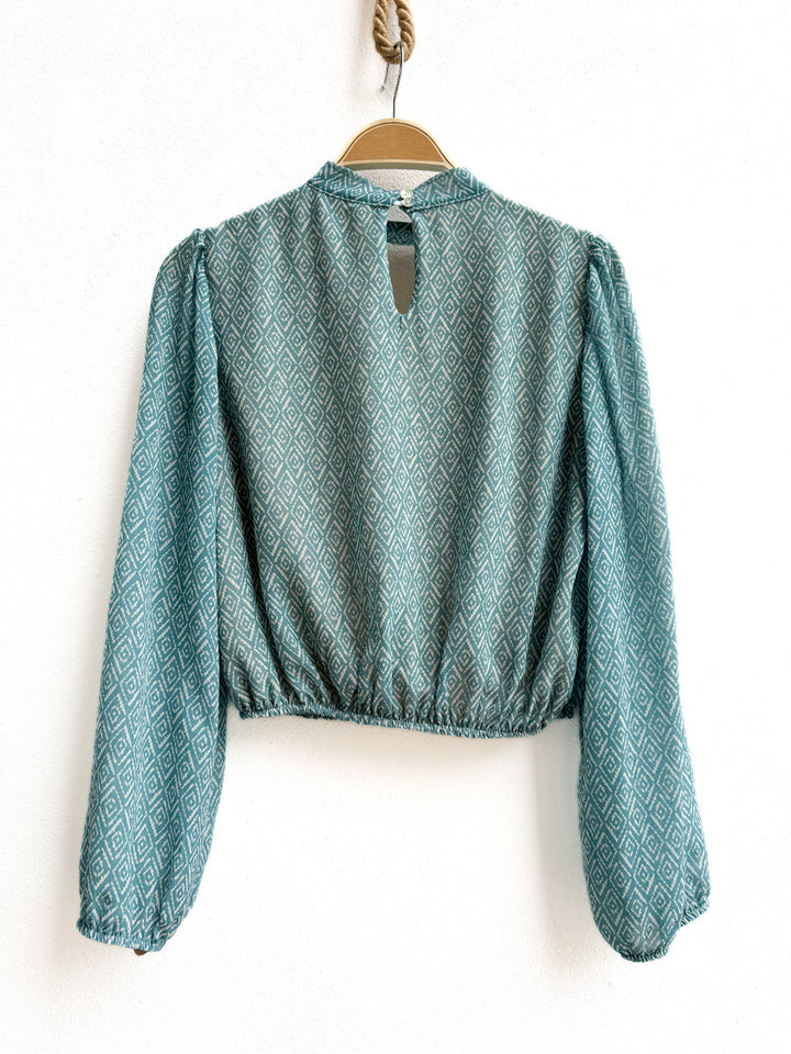 Blusa de Manga Larga con Estampado Geométrico, Disponible en Más Colores y Diseños