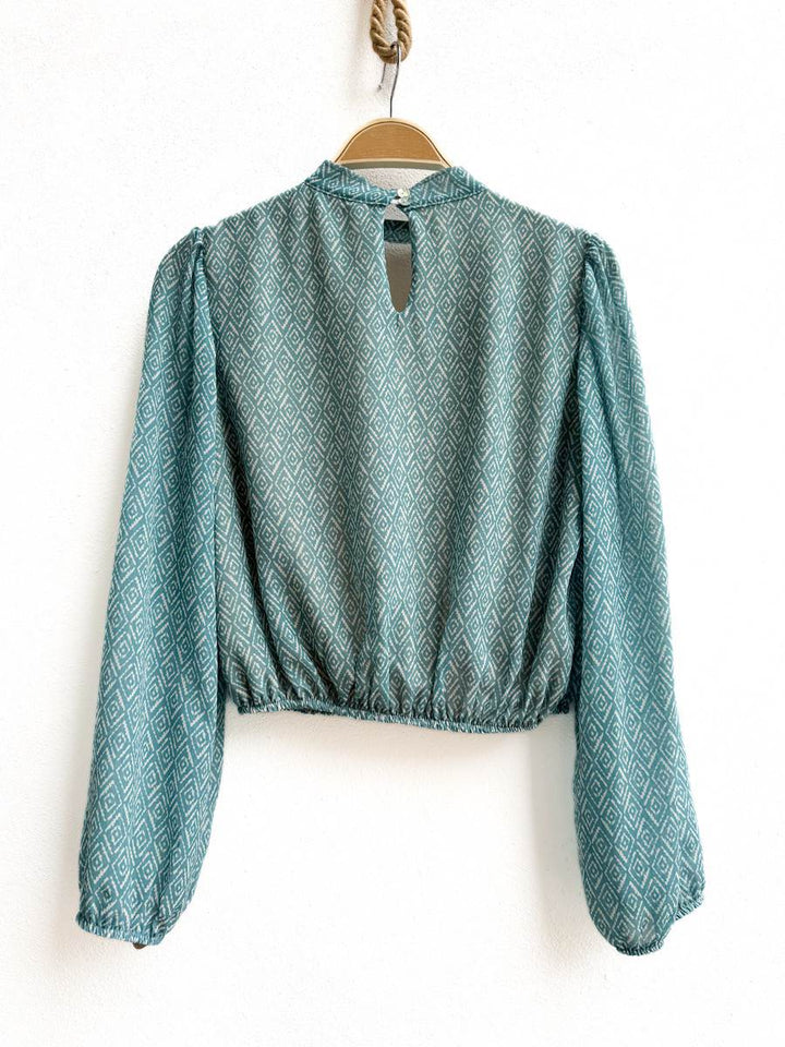 Blusa de Manga Larga con Estampado Geométrico, Disponible en Más Colores y Diseños