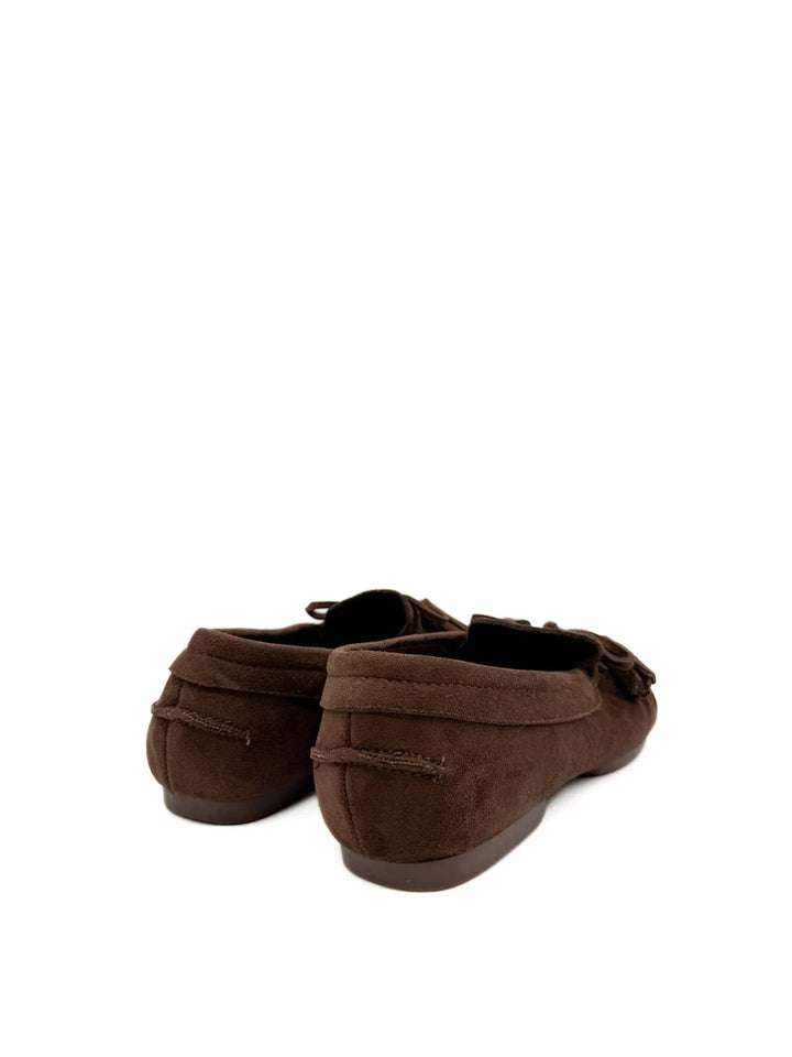 Mocasines Planos de Ante con Borlas y Lazo