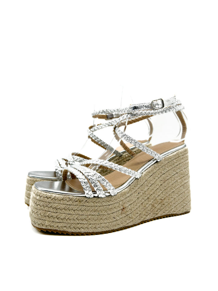 Sandalias de cuña con plataforma  tiras trenzado