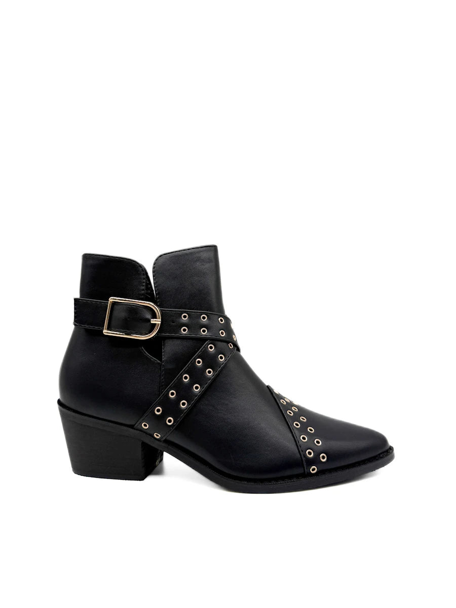 Botines Camperos Mujer con Ojetes y Hebilla