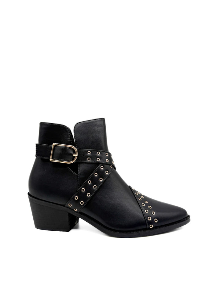 Botines Camperos Mujer con Ojetes y Hebilla