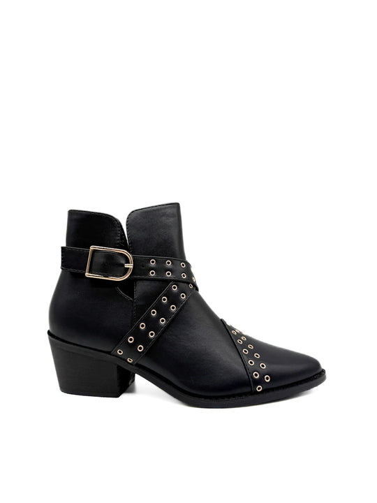 Botines Camperos Mujer con Ojetes y Hebilla
