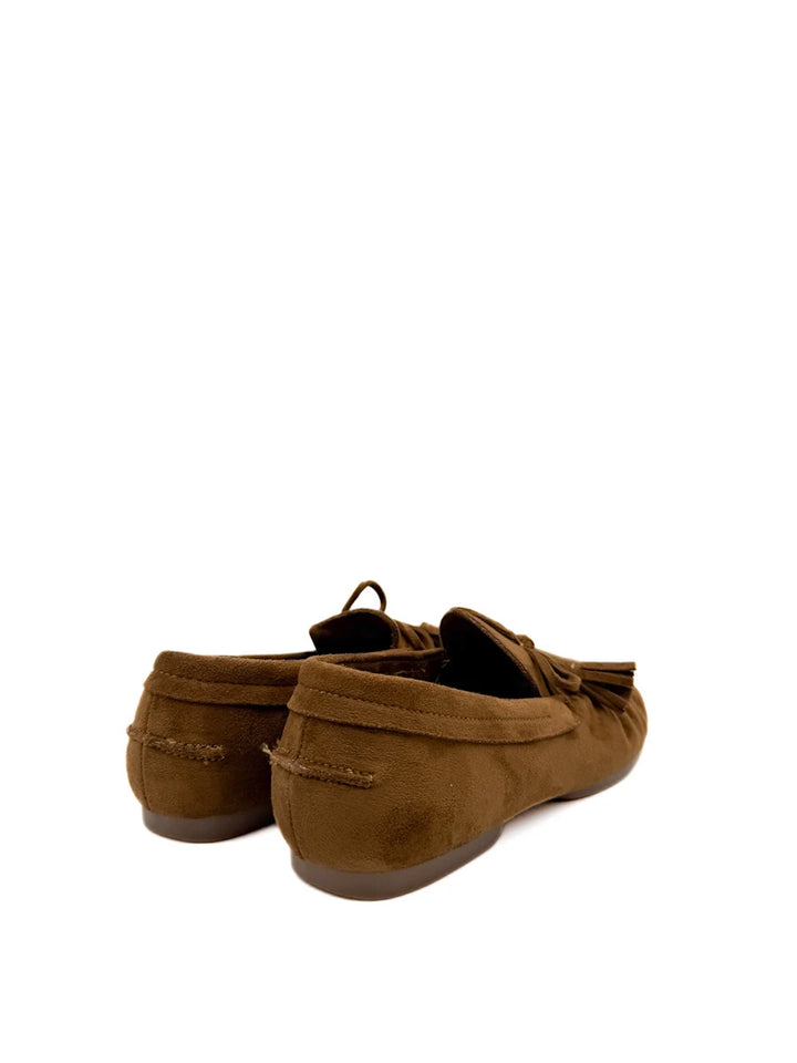 Mocasines Planos de Ante con Borlas y Lazo