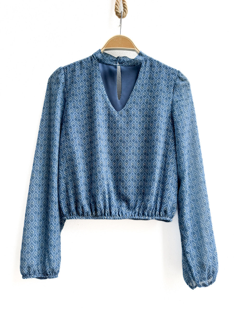 Blusa de Manga Larga con Estampado Geométrico, Disponible en Más Colores y Diseños