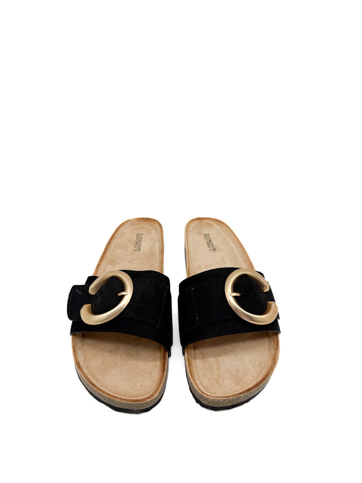 Sandalias Planas Elegantes con Hebilla Dorada