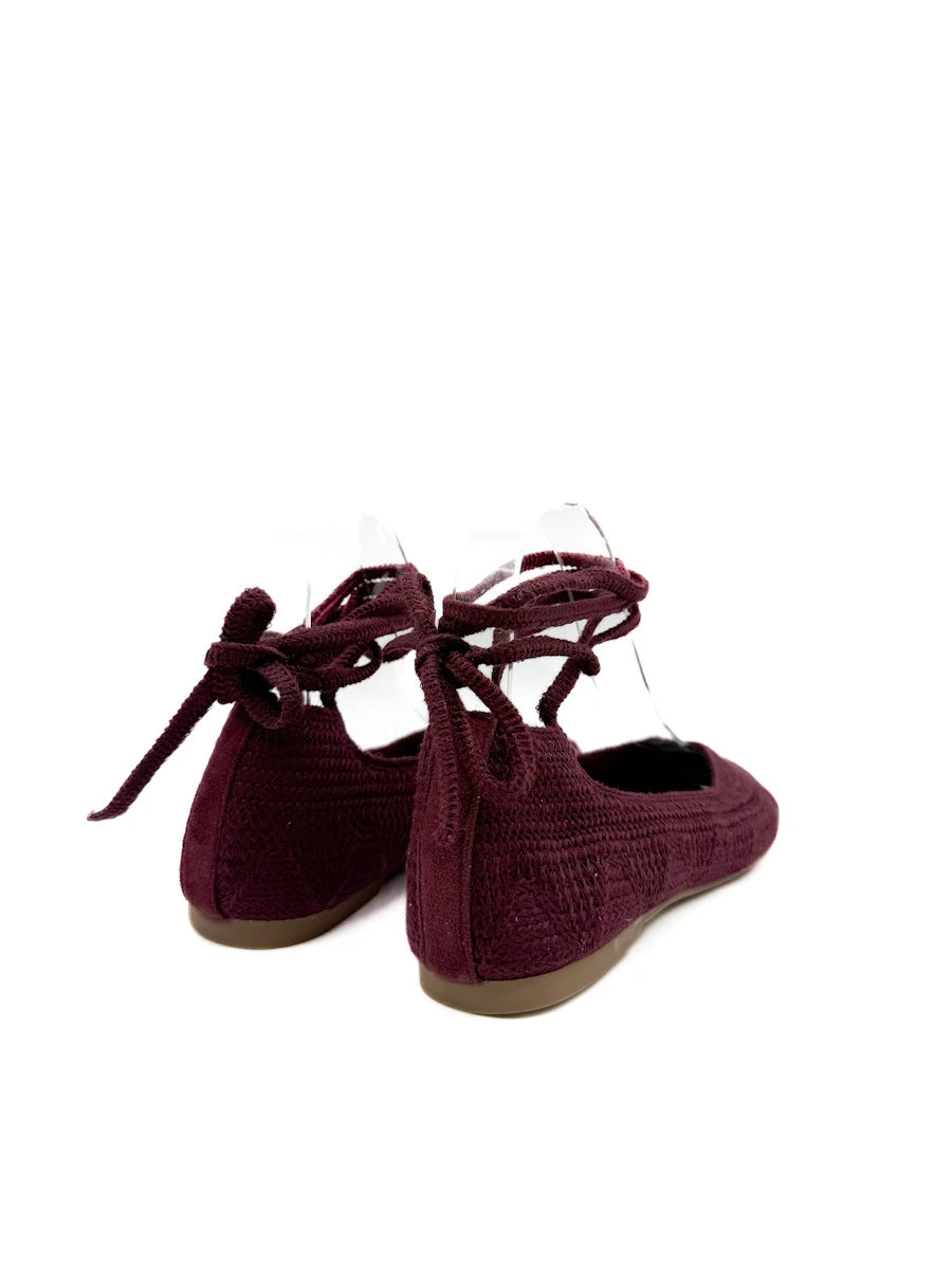 Bailarinas Artesanales de Crochet con Cintas para Tobillo y Diseño Étnico