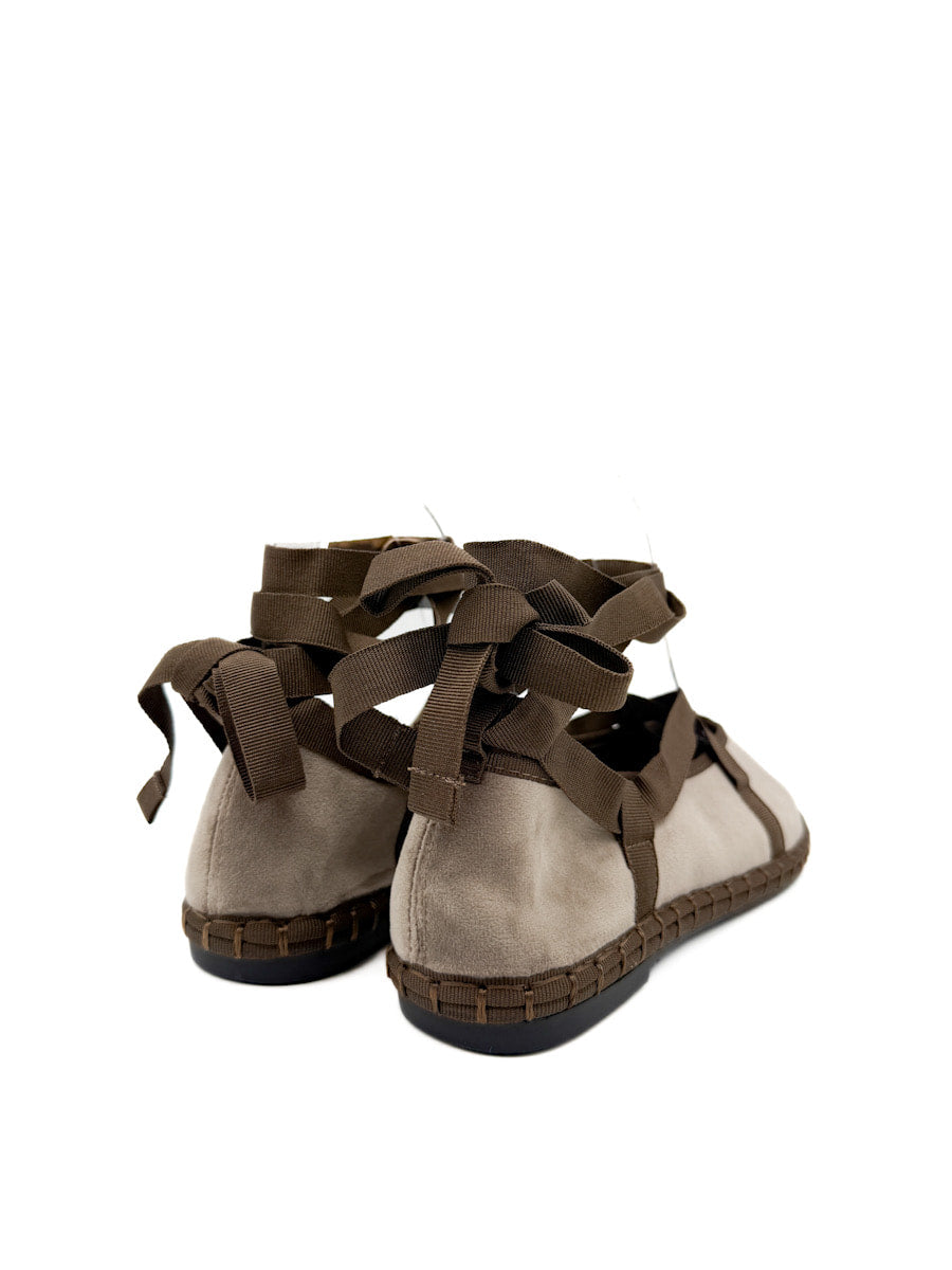 Bailarinas de Terciopelo Tira Cruzadas Con Cinta Atada