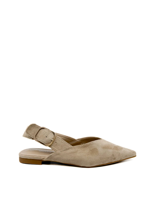 Zapatos destalonados de antelina negros con punta fina.
