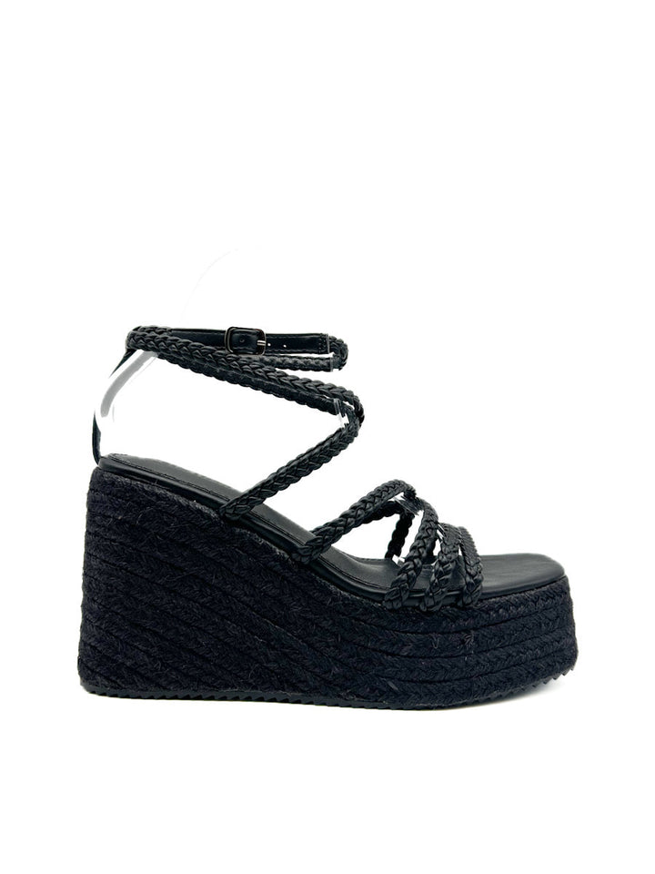 Sandalias de cuña con plataforma  tiras trenzado