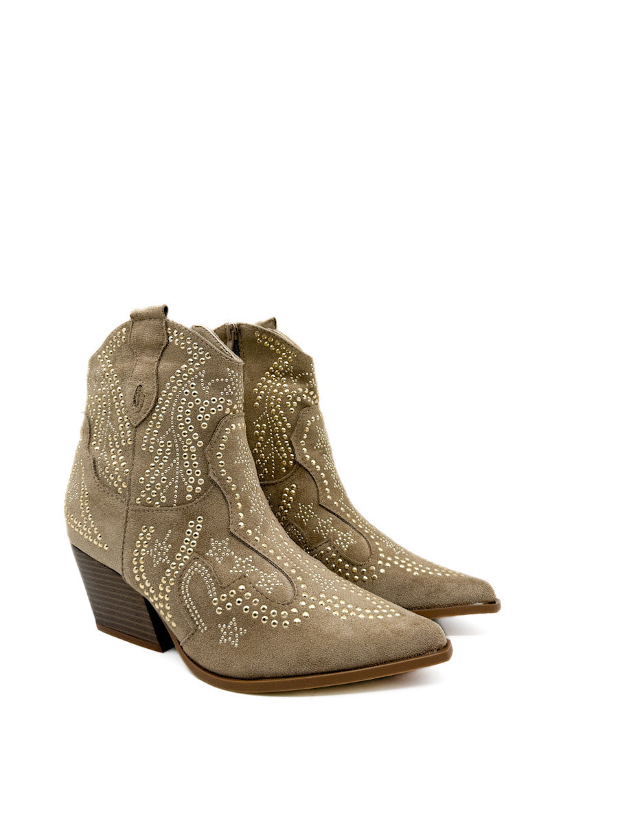 Botines Cowboy de Antelina con Tachuelas Decorativas
