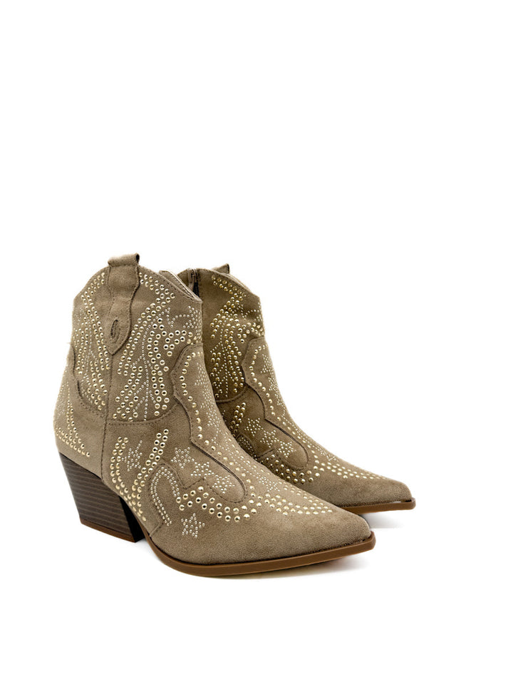 Botines Cowboy de Antelina con Tachuelas Decorativas