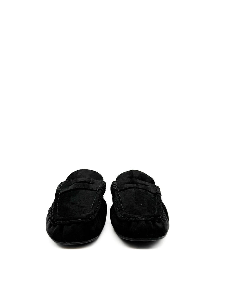 Mules Planos de Antelina Estilo Loafer